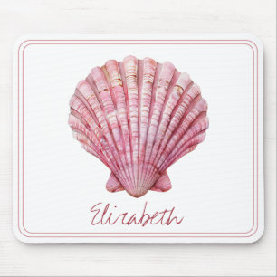 Kustnära Rosa Seashell på vit Personlig Musmatta