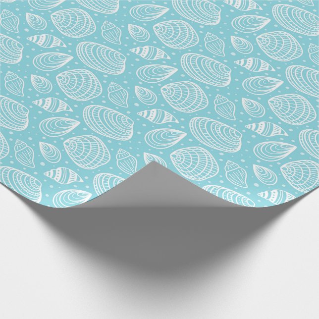 Kustnära Seashell Mönster Blue Presentpapper (Hörn)