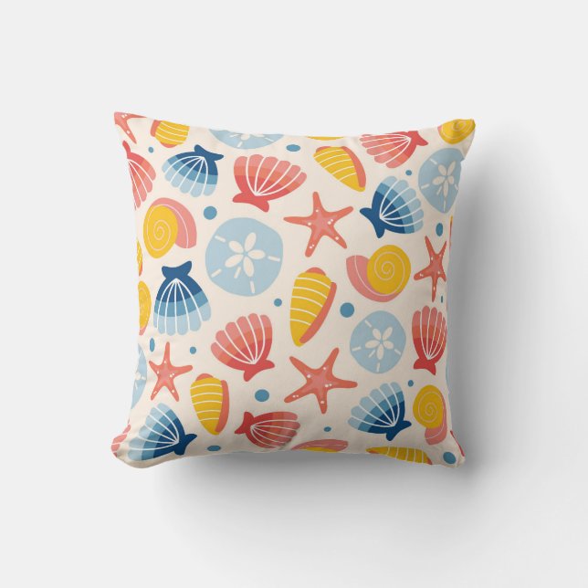 Kustnära Seashell och Starfish Mönster Kudde (Framsida)