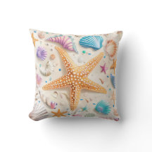 Kustnära Seashell Starfish Dekorativ kudde