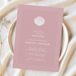 Kustnära skaldjup rosa randig dopinbjudan inbjudningar