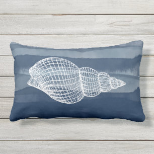 Kustnära Snäcka, blå vit utomhus Lumbarkudde