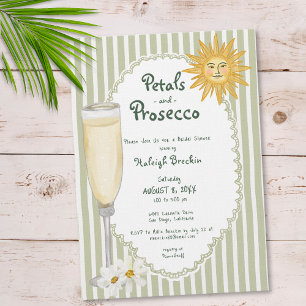 Kustnära sol palmblad och Prosecco bröllopsdusch Inbjudningar