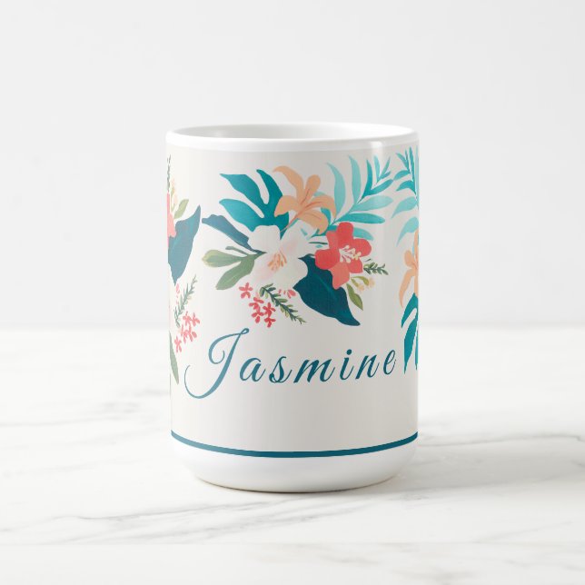 Kustnära sommarcitrus & blomsterakvarell kaffemugg (Center)