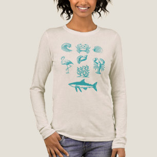 Kustnära sommarfrimärkssamling i pastellfärger t shirt