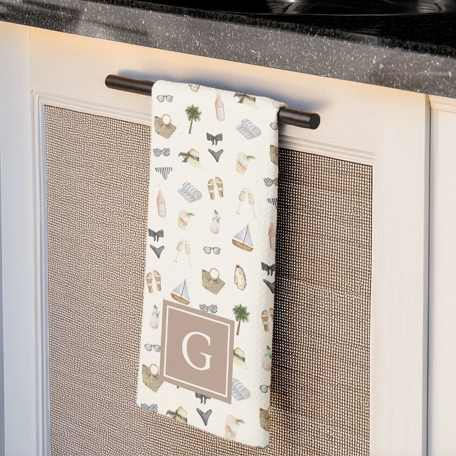 Kustnära sommarutflykt Monogram Kökshandduk (Skapare uppladdad)