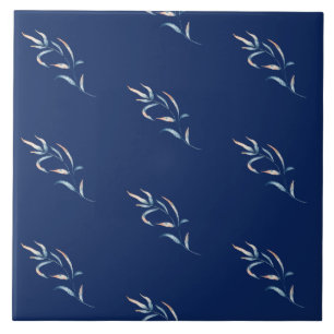 Kustnära stil-vattenfärgsblå korall rosa sjögr kakelplatta