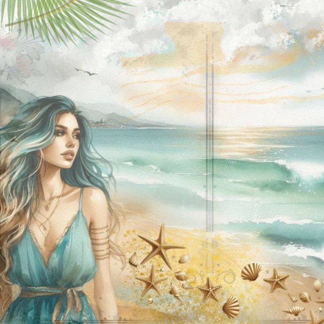 Kustnära Strand Dekupage Skrot Journal Scrapbook (Coastal Beach Decoupage Junk Journal Scrapbook Paper)