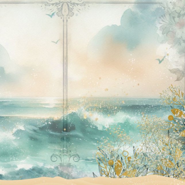 Kustnära Strand Dekupage Söndagsjournal Scrapbook (Coastal Beach Decoupage Junk Journal Scrapbook Paper)