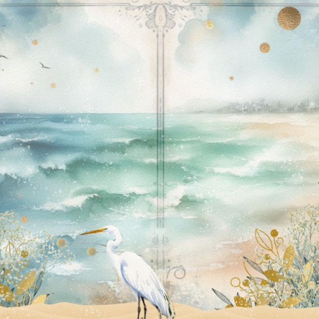 Kustnära Strand Dekupage Söndagsjournal Scrapbook (Coastal Beach Decoupage Junk Journal Scrapbook Paper)