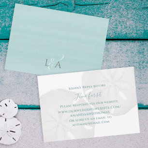 Kustnära Strand Sand Dollar Bröllopswebbplats RSVP OSA Kort