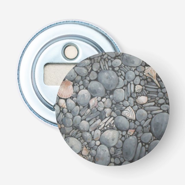 Kustnära strandstenar och snäckor tryck flasköppnare (Framsidan)