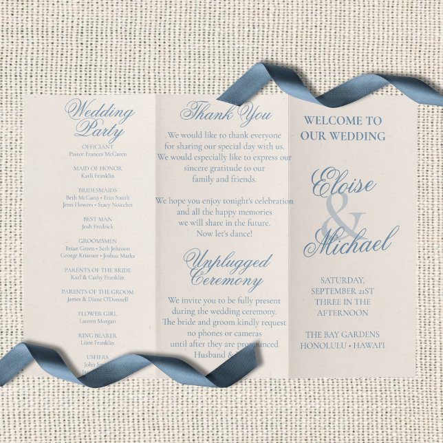 Kustnära toalett nautiskt mönster bröllopsceremoni reklamblad (Coastal Toile Nautical Pattern Wedding Ceremony Flyer)
