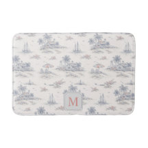 Kustnära tropiskt franskt toalettmönster monogram