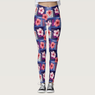 Kustnära Tropiskt Hibiskusmönster (12) Leggings