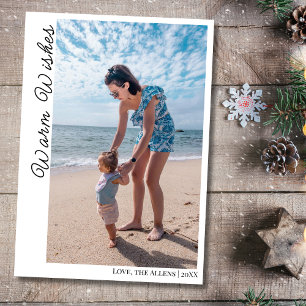 Kustnära varma önskningar Två strand familjefoto Julkort