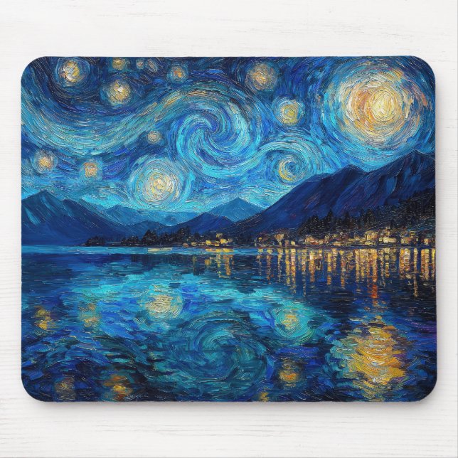 Kustnatt himmel Van Gogh-inspirerad Musmatta (Framsidan)