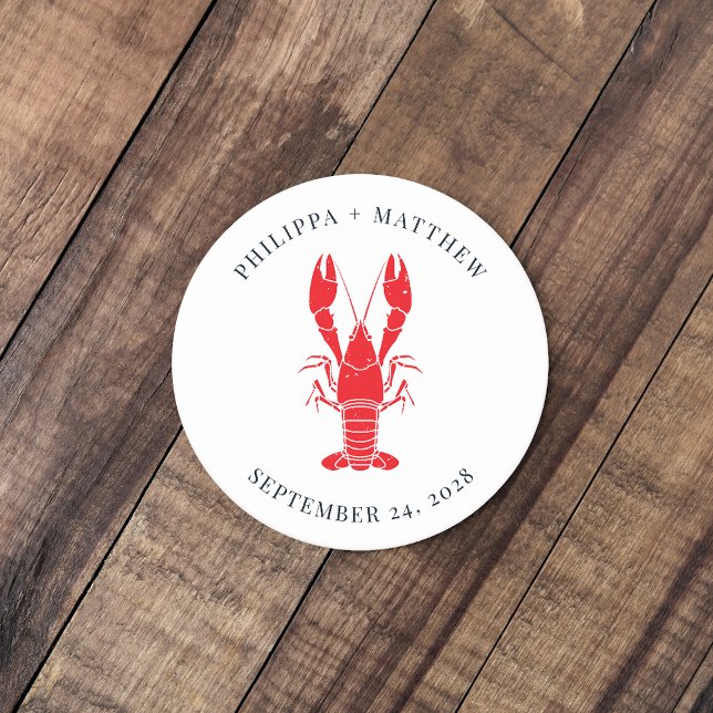 Kustnoster Boil Beach Wedding Underlägg Papper Rund (Lobster boil Wedding Keepsake Coaster)