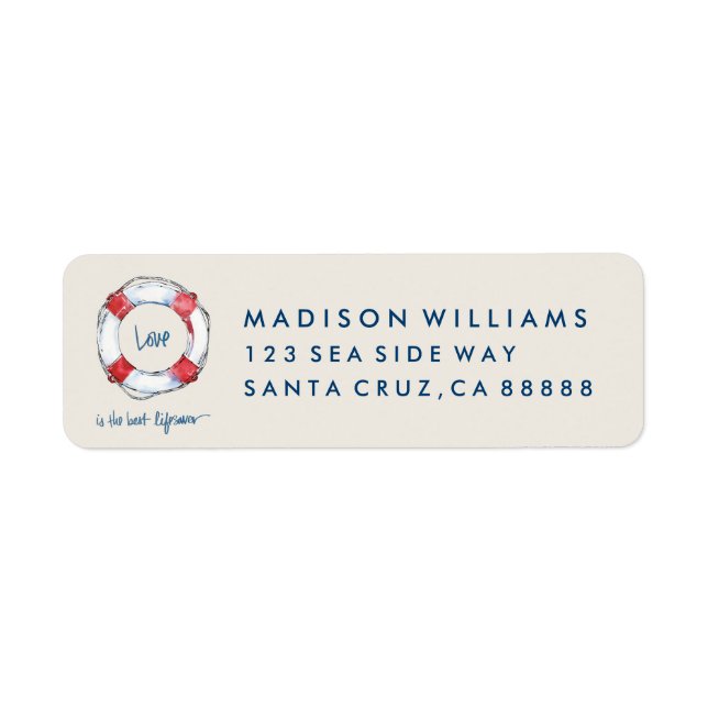 Kustnotering | Kärlek är den bästa livräddare Returadress Etikett (Framsidan)