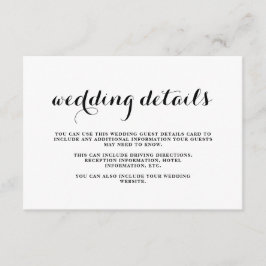 Kustnotkort för svart och vit gäst i Bröllop Tilläggskort