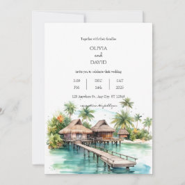 Kustöarna Overwater Bungalows Beach Wedand Inbjudningar