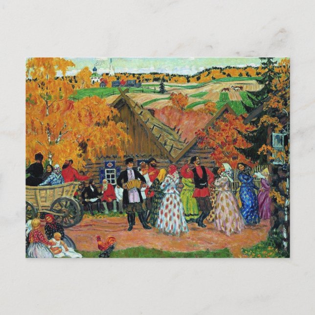 Kustodiev - Feste i byn, Vykort (Framsida)