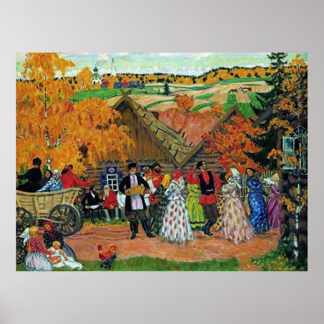 Kustodiev - Landsbygdsfirande, Poster (Framsidan)