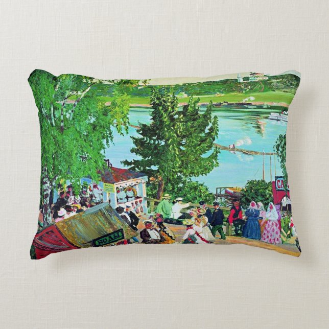 Kustodiev - Promenad längs Volga Prydnadskudde (Framsidan)