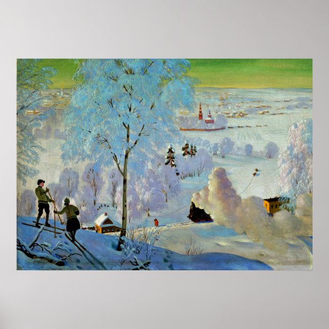 Kustodiev - Skiers Poster (Framsidan)