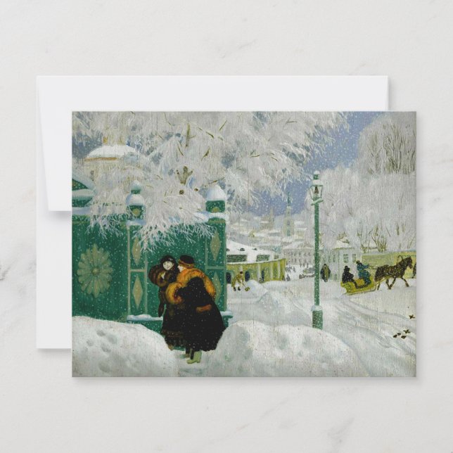 Kustodiev - vinterscen, bra konsmålning kort (Framsida)