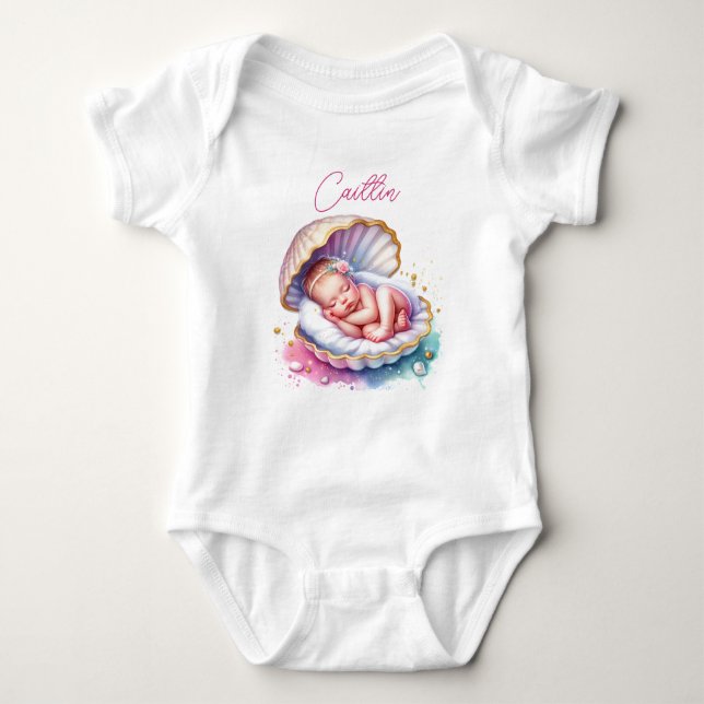 Kustomiserad Strandtjej Bebis Babyfest T Shirt (Framsida)