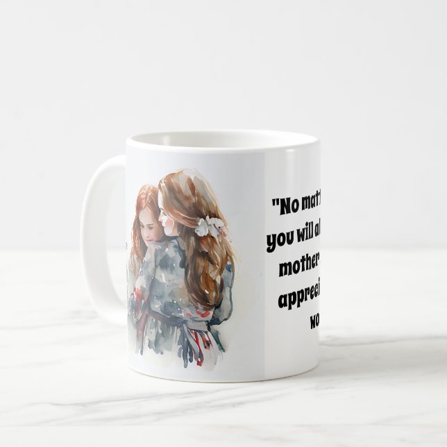 KUSTOMISKT VATTENFÄRG PORTRÄTT I MAMMA OCH DATORN KAFFEMUGG (Framsida vänster)