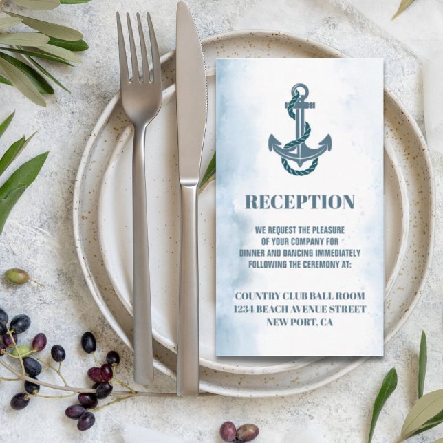 Kustområdesankare Nautical Bröllop riktning Tilläggskort (Coastal Beach Anchor Nautical Wedding Direction Enclosure Card)