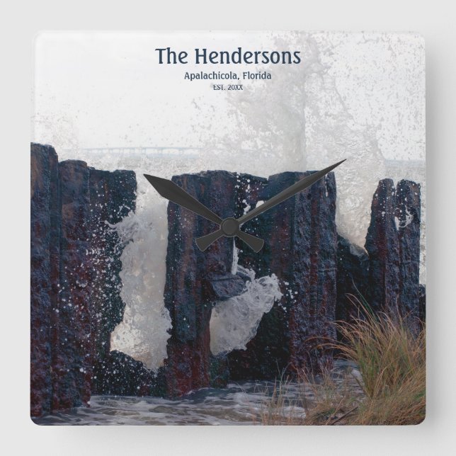 Kustområdesfamilj för Anpassningsbar NamnVäggklock Fyrkantig Klocka (Framsida)