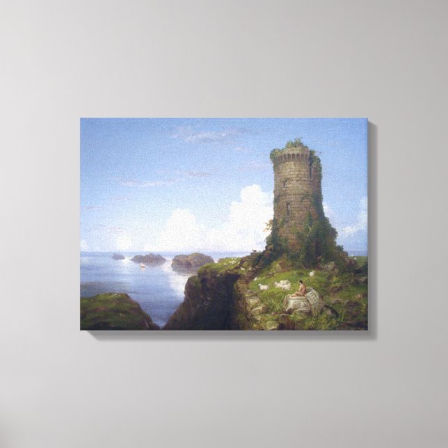 Kustområdet i Italien med ruinerad Torn Canvastryck (Framsida)
