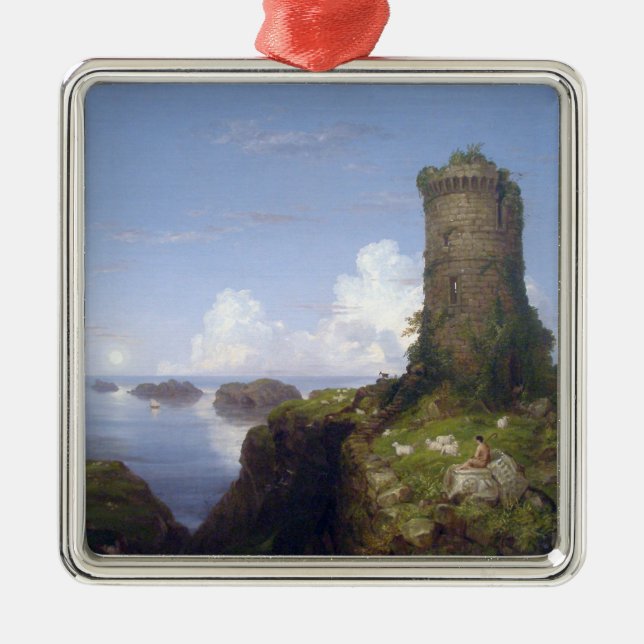 Kustområdet i Italien med ruinerad Torn Julgransprydnad Metall (Framsidan)