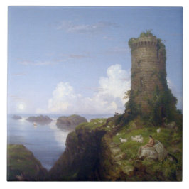 Kustområdet i Italien med ruinerad Torn Kakelplatta