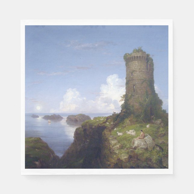 Kustområdet i Italien med ruinerad Torn Pappersservett (Framsidan)