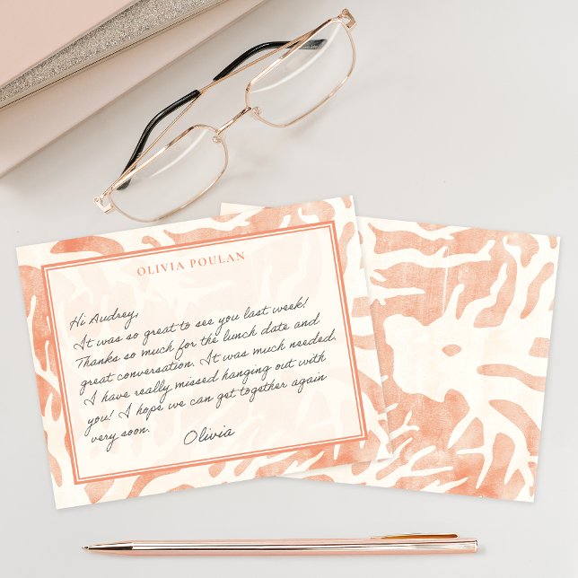 Kustpersikorallrev Anteckningskort (Nautical Peach Coral Reef Note Card on desktop
)