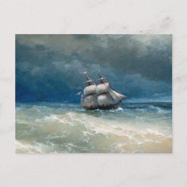 Kustplats med Stormy Vatten Ivan Aivazovsky Vykort (Framsida)