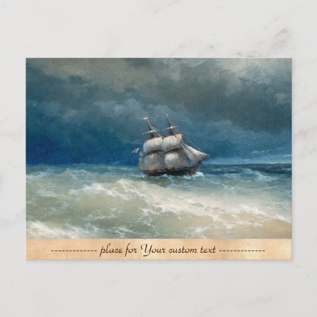 Kustplats med Stormy Vatten Ivan Aivazovsky Vykort (Framsida)