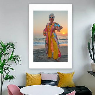 Kustporträtt av flamboajant kvinna poster