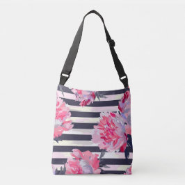 Kustpreppy Rosa Peonyrandig Axelväska