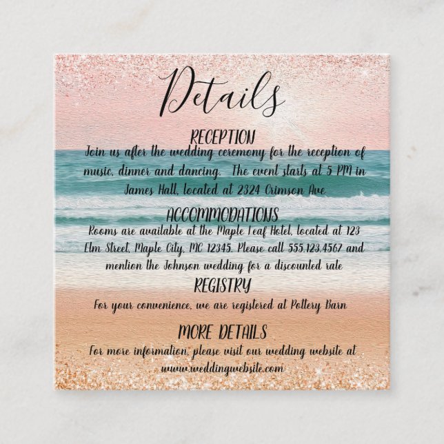 Kustromans: Elegant Strand Tilläggskort (Framsida)