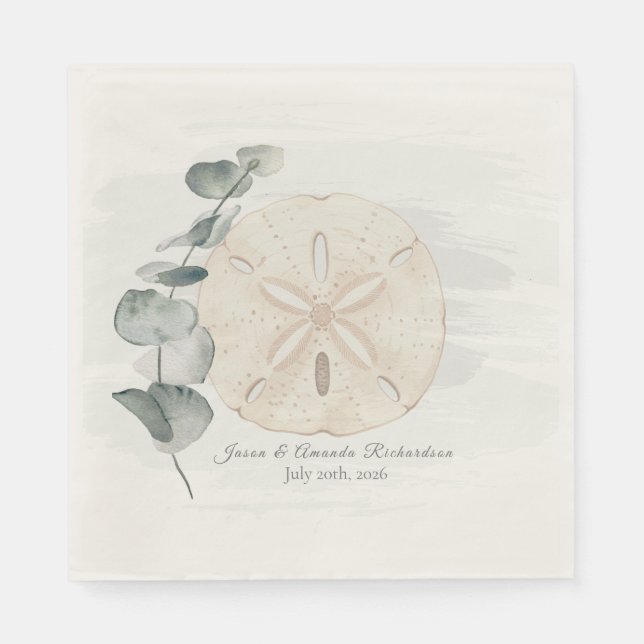 Kustsanddollar & Eukalyptus akvarell Pappersservett (Framsidan)