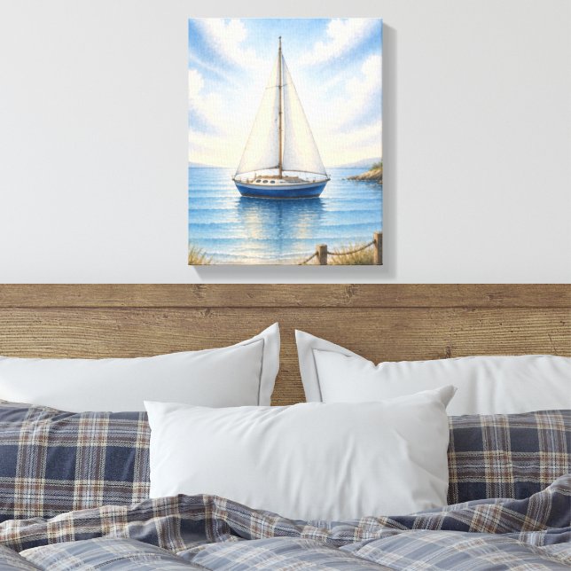 Kustsegelbåt Sträckt Canvas Vägghängande (Insitu (sovrum))