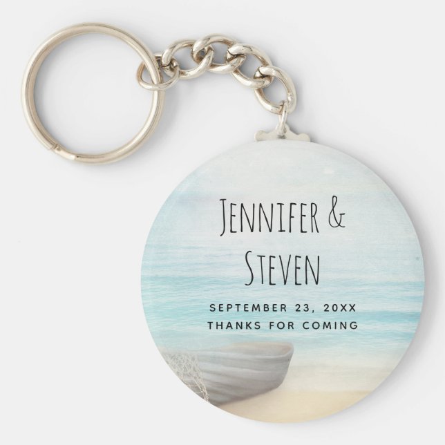 Kustsegmentet med ett fiskefartyg Bröllop Nyckelring (Framsidan)