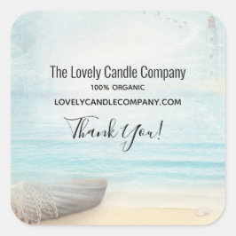 Kustsegmentet med ett företag som bedriver fiske o fyrkantigt klistermärke