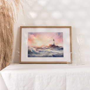 Kustservicen: Watercolor Art Lighthouse Poster