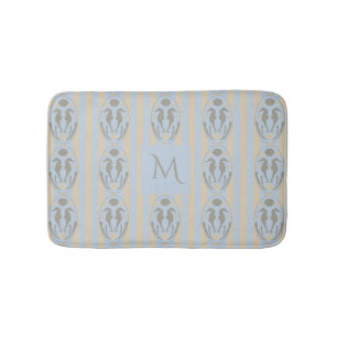 Kustsjöhäst Cameo Blå Kräm Rand Monogram Badrumsmatta